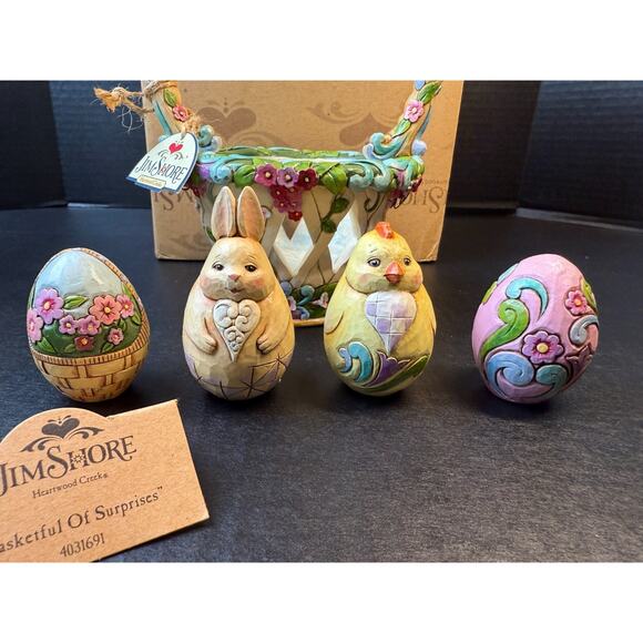 Jim Shore Heartwood Creek 2012 Basket Full Of Surprises Bunny Chick Eggs Easter - Picture 4 of 16